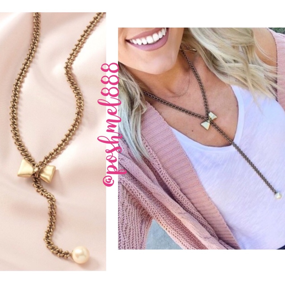Stella & Dot | The Lady Bo-lo Pearl Drop+Vintage Gold Necklace